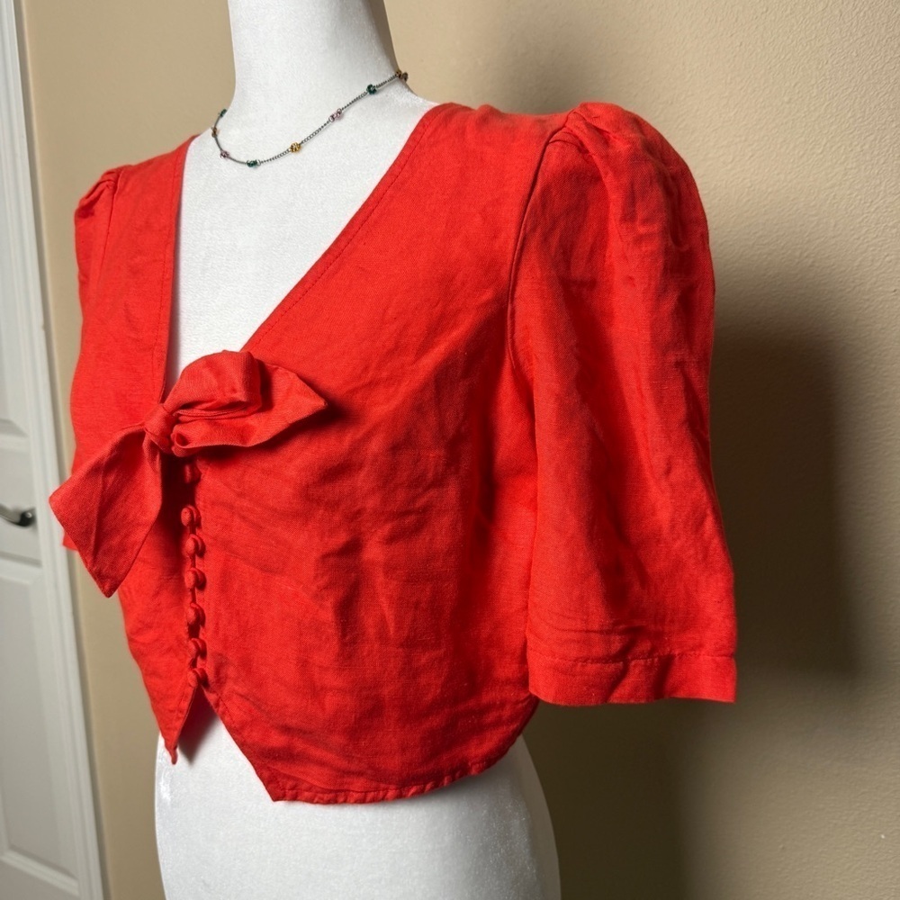 MAEVE Anthropologie Cropped Tie Front Top Size 4 - Picture 6 of 8